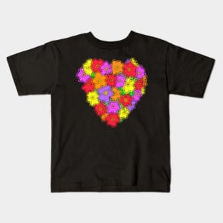 Swirly Flowered Heart Kids T-Shirt